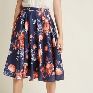 NWOT Modcloth Ikebana for All Skirt Navy Skirt